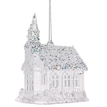 СНОУ БУМ Подвеска декоративная "Дом" 7.5x6x10 см, акрил, глиттер