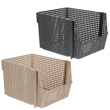 Корзинка для хранения Лофт10л штабелируемая серый, латте