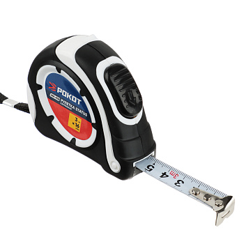 РОКОТ Рулетка "СТАТУС", 3м х 16мм, автостоп, одинарный зацеп, корпус ABS