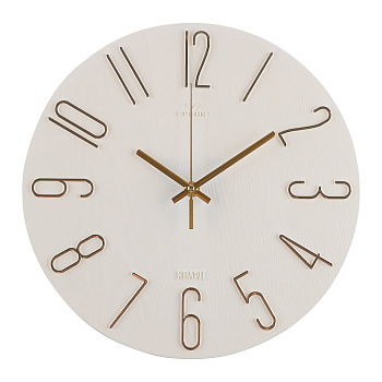 Часы настенные d=30см, корпус белый+золото "Классика", арт.3010-002