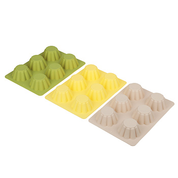 VETTA Форма силиконовая 6 ячеек, для кексов, гофрированная, 25.5x18x3.5см, 3 цвета
