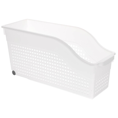 Контейнер Лофт хозяйственный на колесах узкий 355х130х170 мм белый, серый