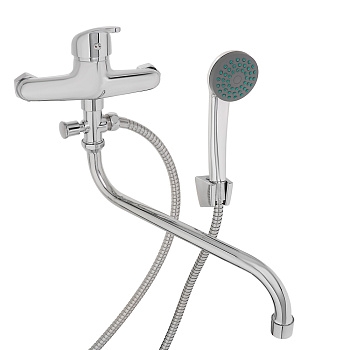 СоюзКран Смеситель для ванны с душем, круглый излив 30см, кер. картридж 35мм, хром, цинк, SK08-S102