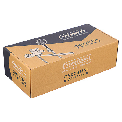 СоюзКран Смеситель для ванны с душем, прямой излив 35см, кер. картридж 35мм, белый, цинк, SK08-P105