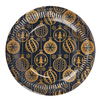 Набор бумажных тарелок Золотые шарики, 6 шт d=230 мм