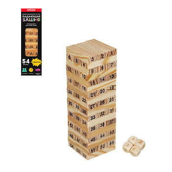 ИГРОЛЕНД Настольная игра "Падающая башня", дерево, 5,5х5,5х18,5см