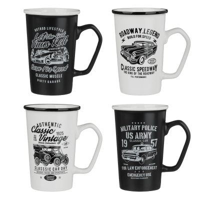 Кружка Ретро тм MILLIMI 410мл, фарфор, 4 дизайна