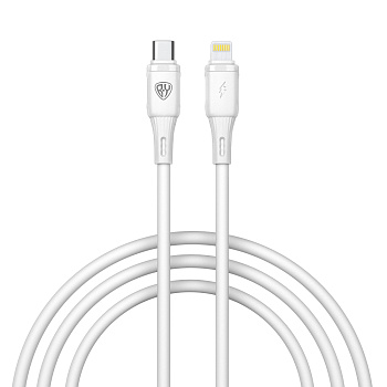 Кабель для зарядки Type C-iP BY Twist, 27Вт, 1 м, 3A, гибкий силикон, белый