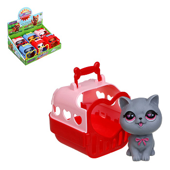 ИГРОЛЕНД Питомец в переноске, PP, ABS, 8х9х9 см 3 дизайна