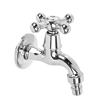 FRESSO Кран водоразборный кор. излив, вентильный, со штуцером, 1/2", цинк