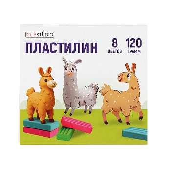 Пластилин 8цв. ClipStudio 120 грамм, в картонном выдвижном пенале
