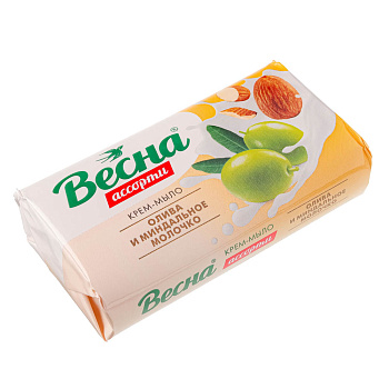 Мыло твердое ВЕСНА Олива и миндальное молочко, к/у, 90г