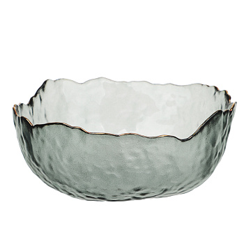 MILLIMI Салатник 13.5x13.5x6см, стекло, серый с золотой каймой