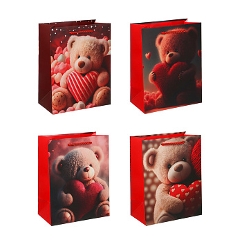 Пакет подарочный бумажный тм LADECOR M 18x23x10 см, "Сердце" арт 3, 4 дизайна