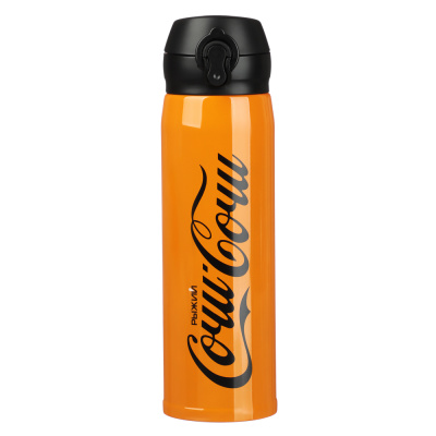 РЫЖИЙ Термос-кружка с крышкой на защелке 450мл, нерж.сталь