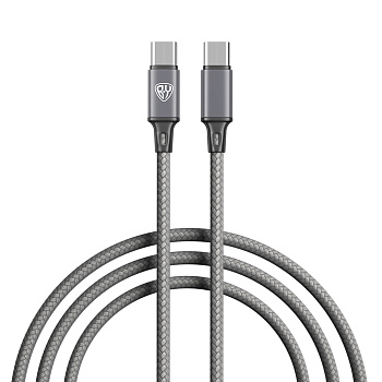 Кабель для зарядки Type C-Type C BY Solid, 60Вт, 1 м, 5A, нейлон, мет. кон., графитовый