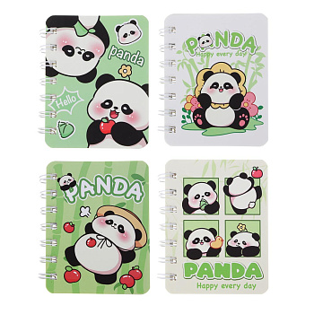 Записная книжка на спирали, 8х10см, 78 л., 4 дизайна, Панды