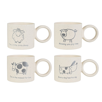 MILLIMI Веселая ферма Кружка 340мл, фарфор, 4 дизайна