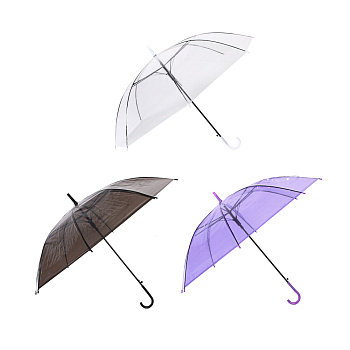 Зонт-трость прозрачный, диаметр 90 см, 8 спиц, ЭВА, пластик, сплав, 3 цвета