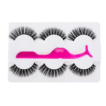 Набор накладных ресниц 3 пары и пластиковый пинцет тм ЮНИLOOK , пластик, нейлон, 3 эффекта