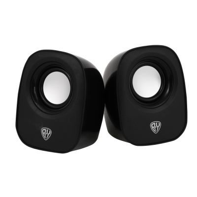 Колонки компьютерные проводные BY, 6W., 3.5 мм. mini-jack, USB, регулятор громкости, пластик, чёрный