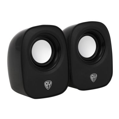 Колонки компьютерные проводные BY, 6W., 3.5 мм. mini-jack, USB, регулятор громкости, пластик, чёрный