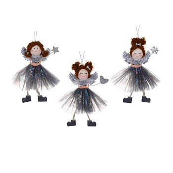 СНОУ БУМ Сувенир елочный Ангел 17см, полиэстер, серебро, 3 вида