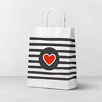 Пакет подарочный с кручеными ручками 24x10,5x32 см, "Сердце"