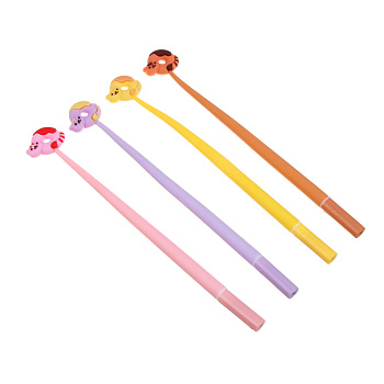 Ручка гелевая синяя, с гибким силиконовым корпусом "Котик - пончик", 4 цвета