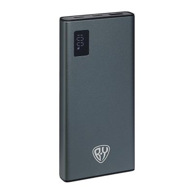 Аккумулятор мобильный BY 10000мАч, 1xUSB-A, 2xUSB-C, 20W, 3A, металл, серый