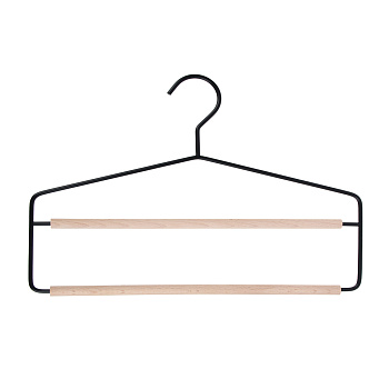 VETTA Вешалка-органайзер, 2 уровня, 34.5х25.5х0.8 см, металл, дерево, черный глянец