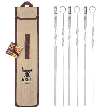 Набор шампуров 6шт тм GRILLBOOM, нерж.сталь, 45см, в чехле