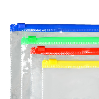 Папка на молнии А4, 33x23см, прозрачная, ПВХ