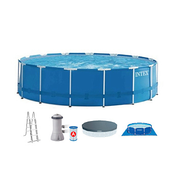 INTEX Бассейн каркасный (фильтр-насос,лестница,подложка, тент), 4,57x1,22м, 28242NP