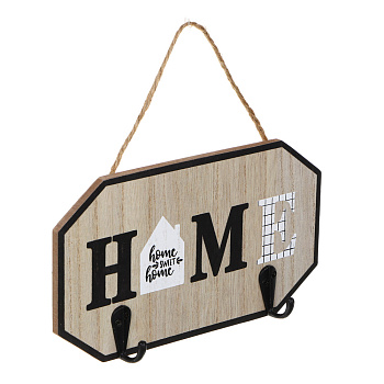 Ключница открытого типа на 2 крючка, МДФ, металл, 19,5х12см