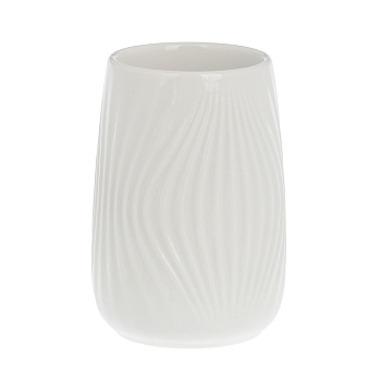 Стакан для ванной комнаты тм VETTA Тиволи, керамогранит, белый, 6,5x6,5x9,5см