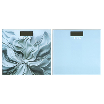 LEBEN Весы напольные электронные "Blue", ЖК-дисплей, макс. нагр.до 180кг, 28х28см