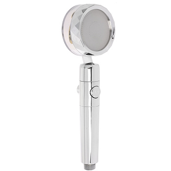 Лейка для душа-турбо лейка, 1 режим, с вентилятором, кнопка стоп, 75мм, хром