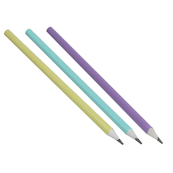 Карандаши чернографитные ClipStudio 3 шт, без ластика, HB, пластик, трехгранный корпус, пастель