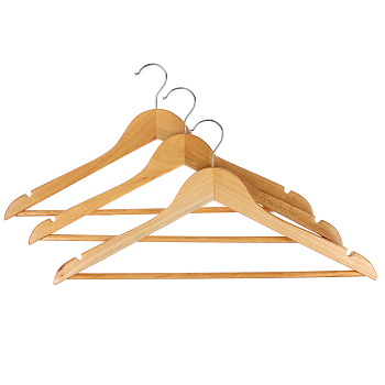 Вешалки для одежды тм VETTA, 3шт, 45см, деревянные, хром, цвет светлое дерево