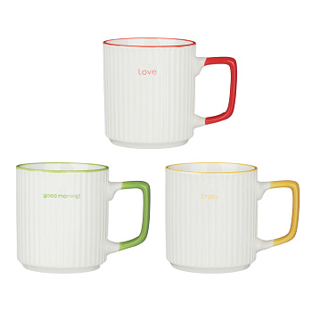 Кружка Уайт тм MILLIMI, 340мл, 3 цвета, фарфор