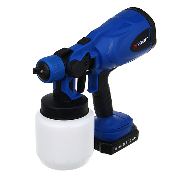 РОКОТ Краскораспылитель аккумуляторный, 21В, 1,5А Li-ion (1шт), з/у,бак 800мл, сопло 1,8мм, (ONE)