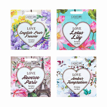 LADECOR Аромасаше 10гр, с ароматами любви, лотос и лилия, янтарь, груша и фрезия,париж