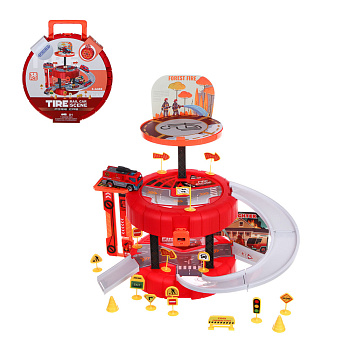 ИГРОЛЕНД Парковка в виде колеса, 1 машинка, ABS, PP, металл, 22х9х20 см, 4 дизайна