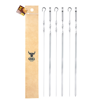 Набор шампуров 6шт тм GRILLBOOM, нерж.сталь, 60см, в чехле