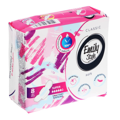 Прокладки гигиенические Emily STYLE КЛАССИК SUPER ультратонкие, 5 капель, 8шт