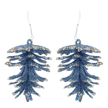СНОУ БУМ Набор декоративных украшений "Шишки" 5,2x7,4 см 2 шт, пластик, глиттер, синий