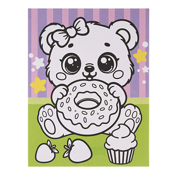 Фреска из песка с цветным фоном "Микс", бумага, песок 8-10цв., 21х27см