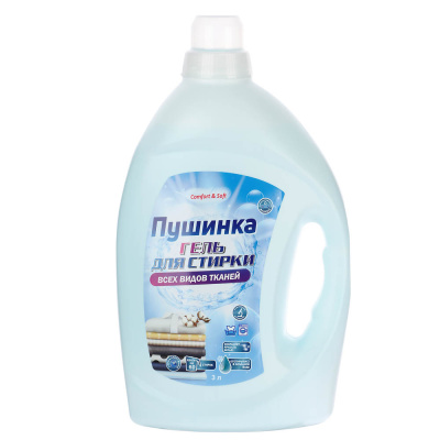 Гель для стирки Пушинка для всех видов тканей, п/б, 3л