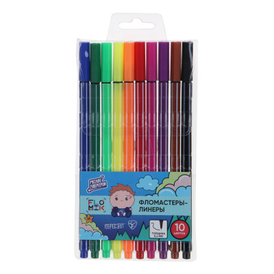 Фломастеры-линеры 10цв. FLOMIK наконечник 0,4мм, ПВХ - пенал